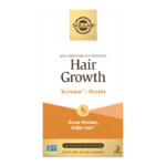A box of Solgar Hair Growth Supplement on a plain background.
