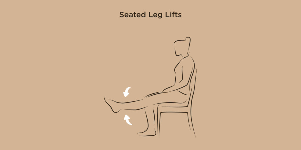 An illustration showing how to perform seated leg lifts